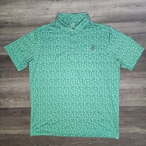 Deolax Men's XL Green Floral Golf Polo